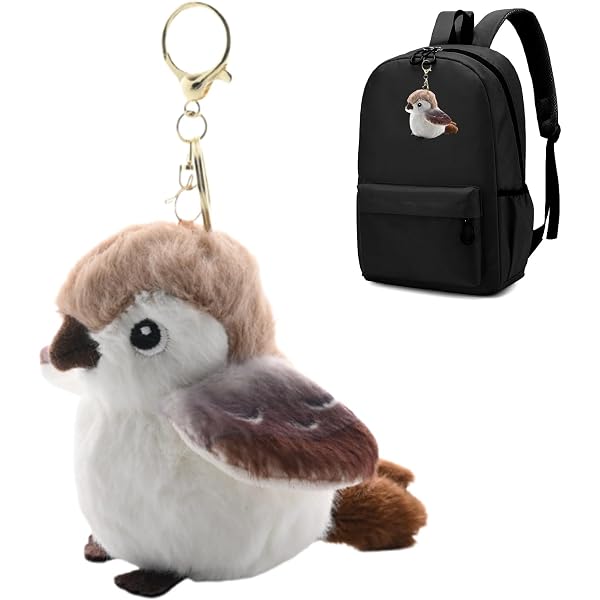 Amazon.co.jp: [Moreeulsi] 鳥のぬいぐるみキーホルダー、スズメの